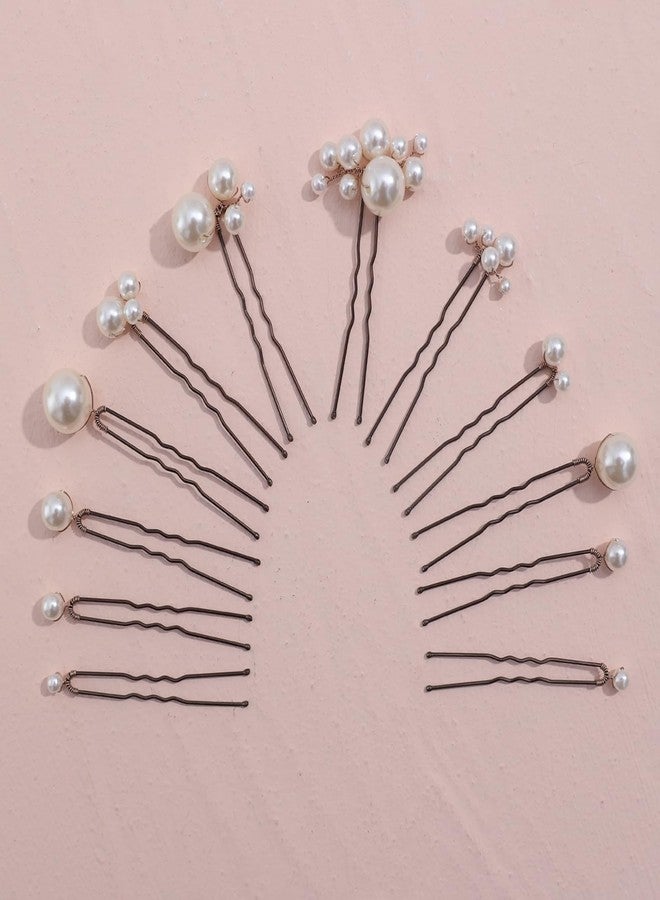 SELFCLOUD 12 Pieces Bridal Hair Accessories Pearl Wedding Hair Pins Handmade Bridal Hair Pins for Wedding Brides Women Girls - Image 2